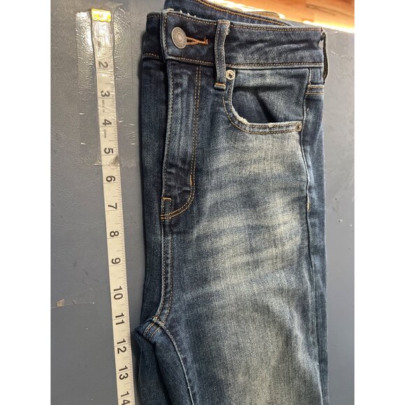 American Eagle Highest Rise Flare Jeans Super Stretch  Sz 0 - Picture 3 of 12